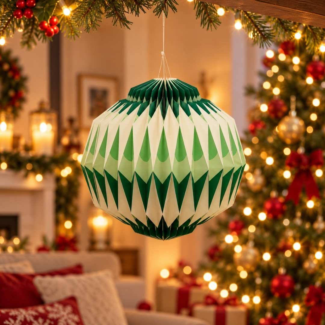 Festive Honeycomb Ornament in Cozy Glow