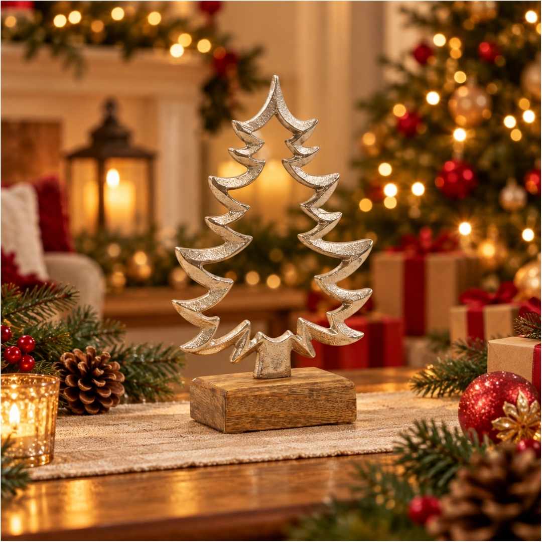 Metallic Christmas Tree Holiday Vignette