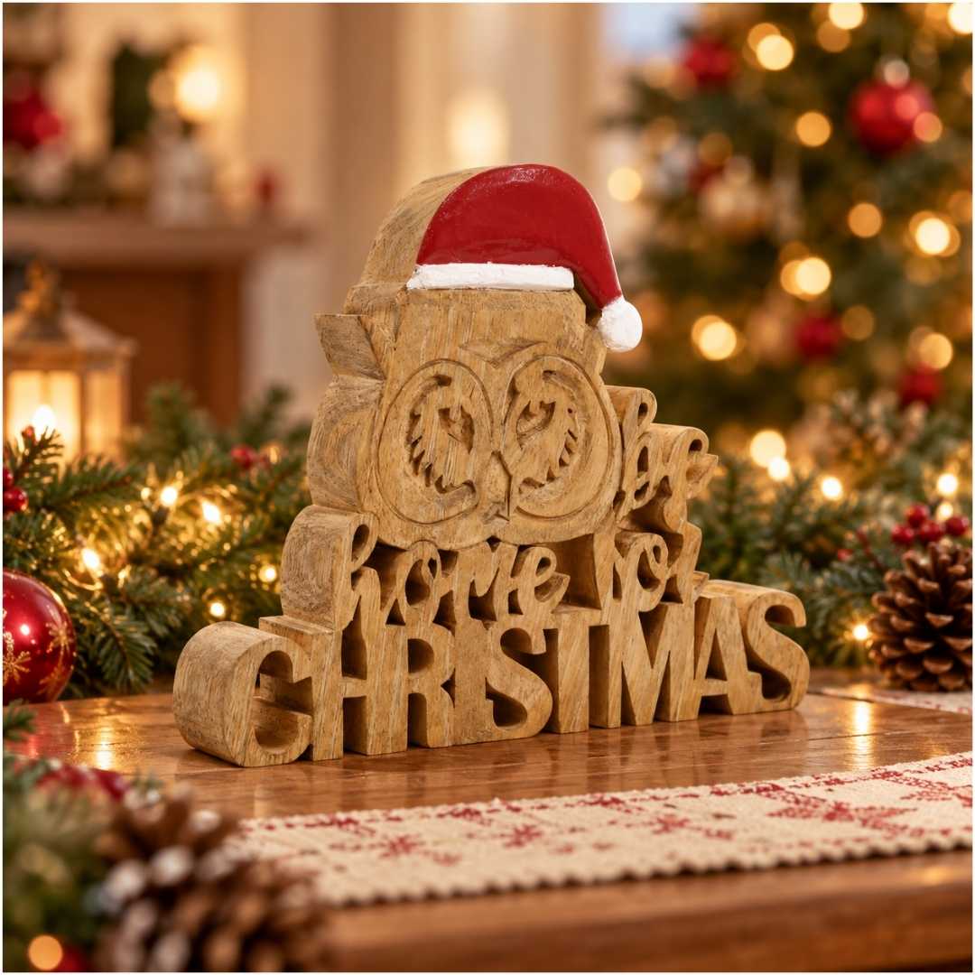 Rustic Merry Christmas Wood Carving