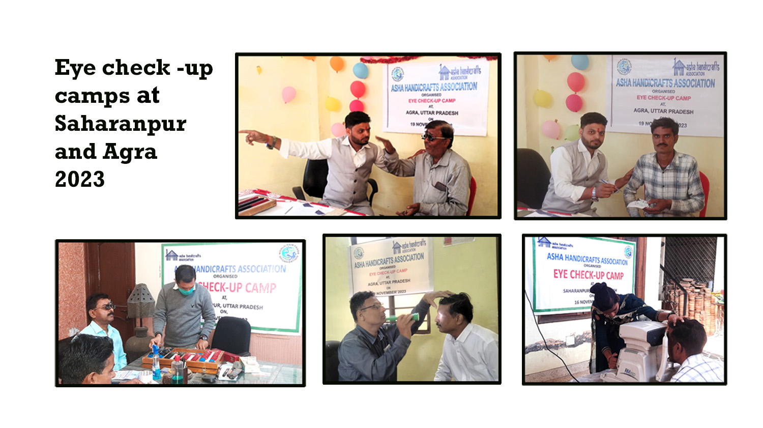 eye check up camp for artisans organized by asha handicrafts