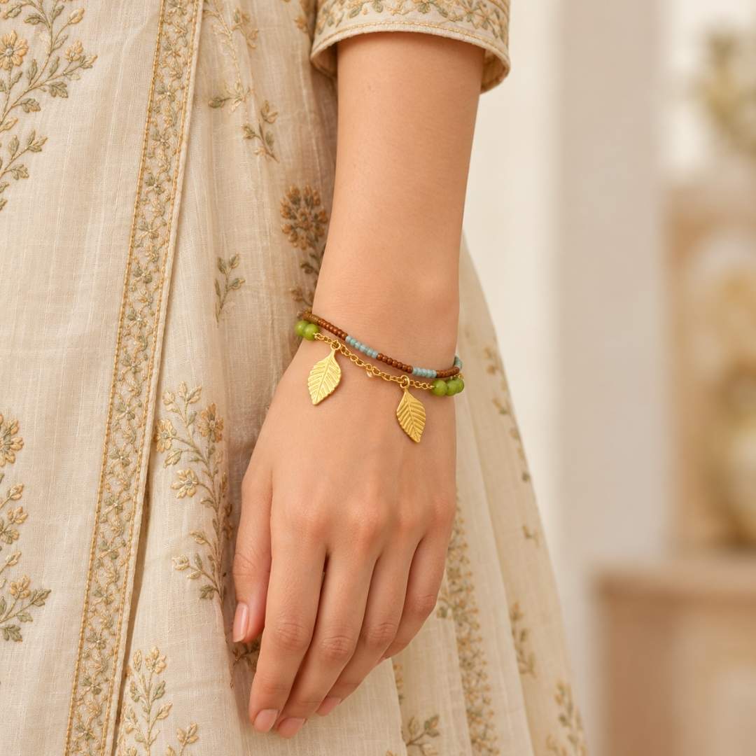handcrafted gold leaf bracelet