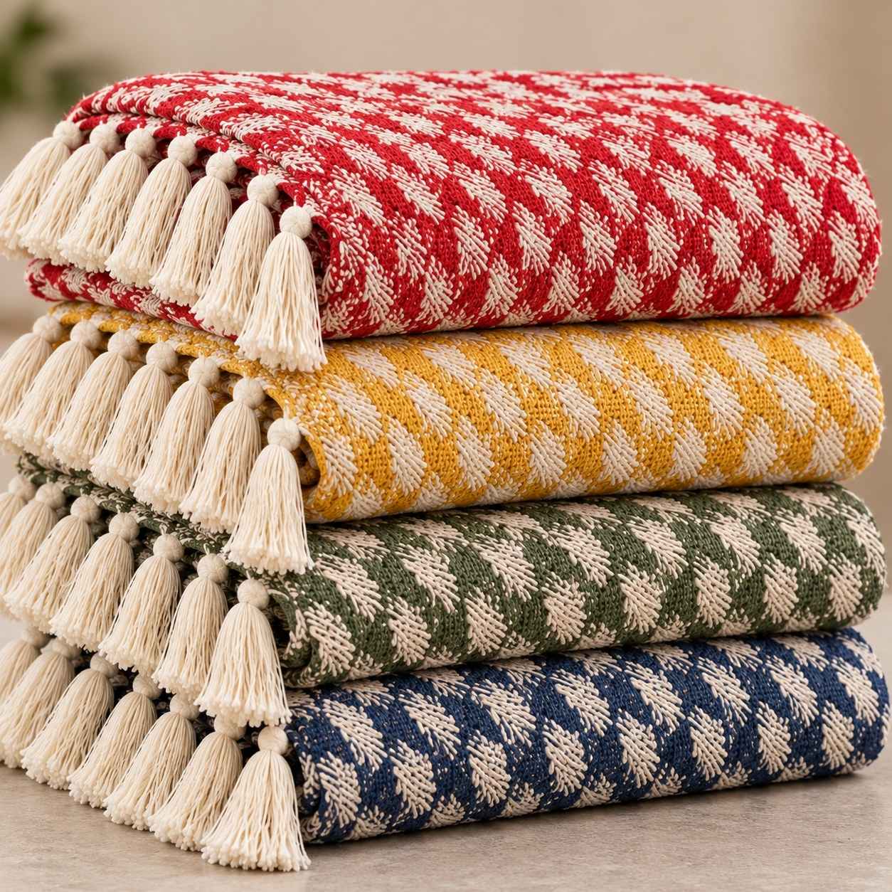 Handwoven Recycled Cotton Chevron Throw Blanket