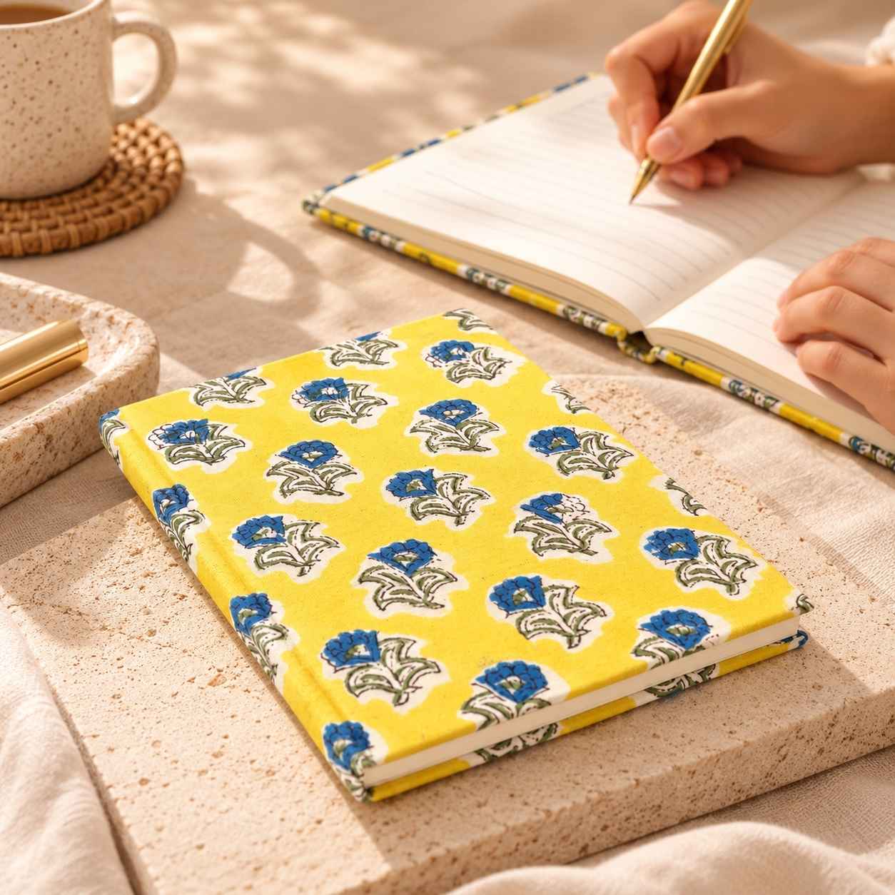 Handcrafted Cotton Fabric Covered Recycled Paper Diary