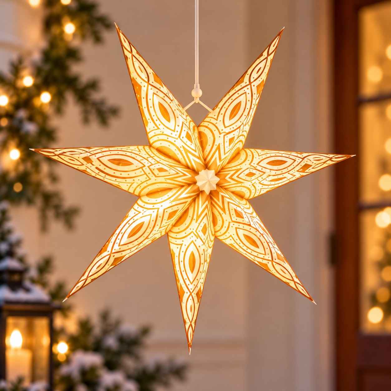 PAPER HANGING LANTERN 7 TAIL STAR SHAPE FESTIVE DECOR