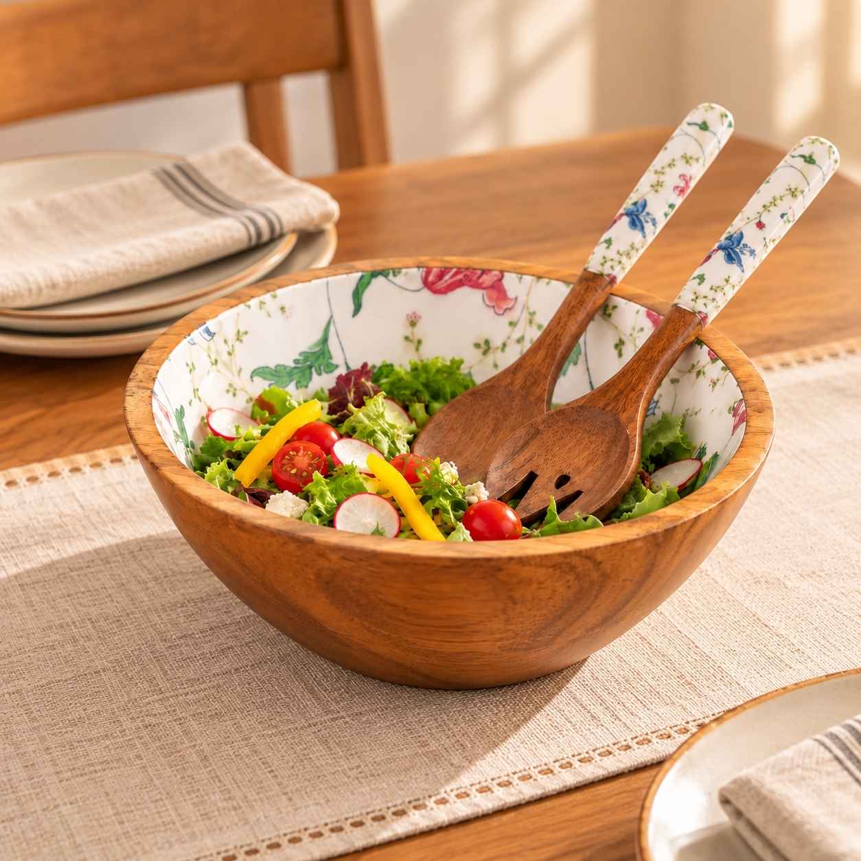 Handcrafted Mango Wood Salad Bowl and Server Set Home & Kitchen