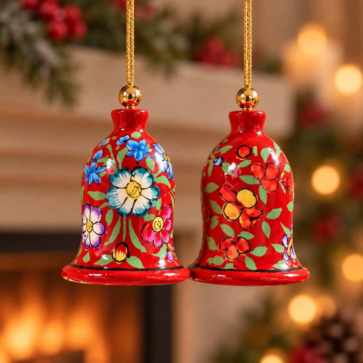 Badloo Wood Hand painted Bell Shape
