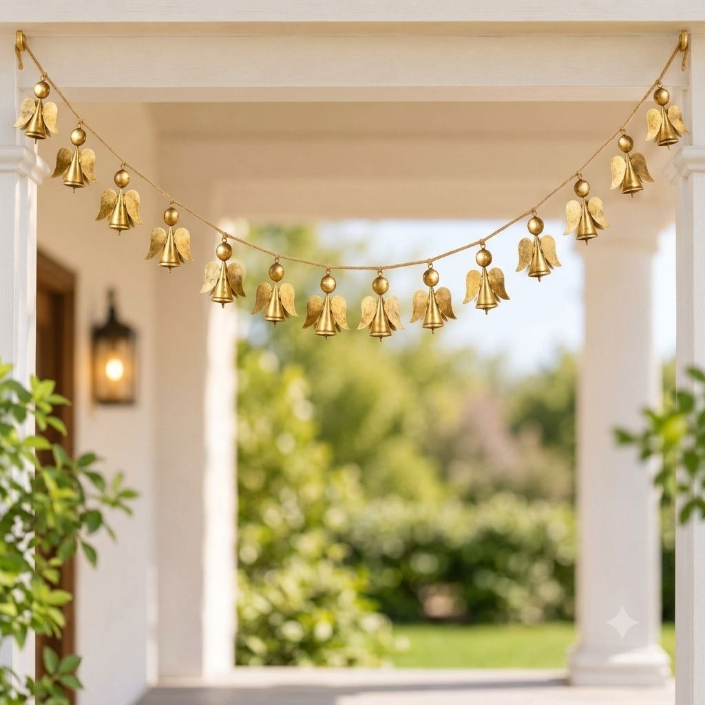HANDCRAFTED RECYCLED IRON ANGEL BELL GARLAND