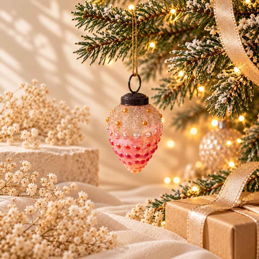 Glass Hanging Cone Shape Festive Decor