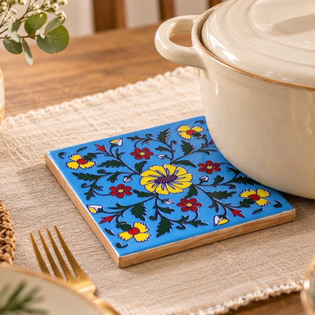 Handcrafted Ceramic Square Coaster & Trivet Home & Kitchen
