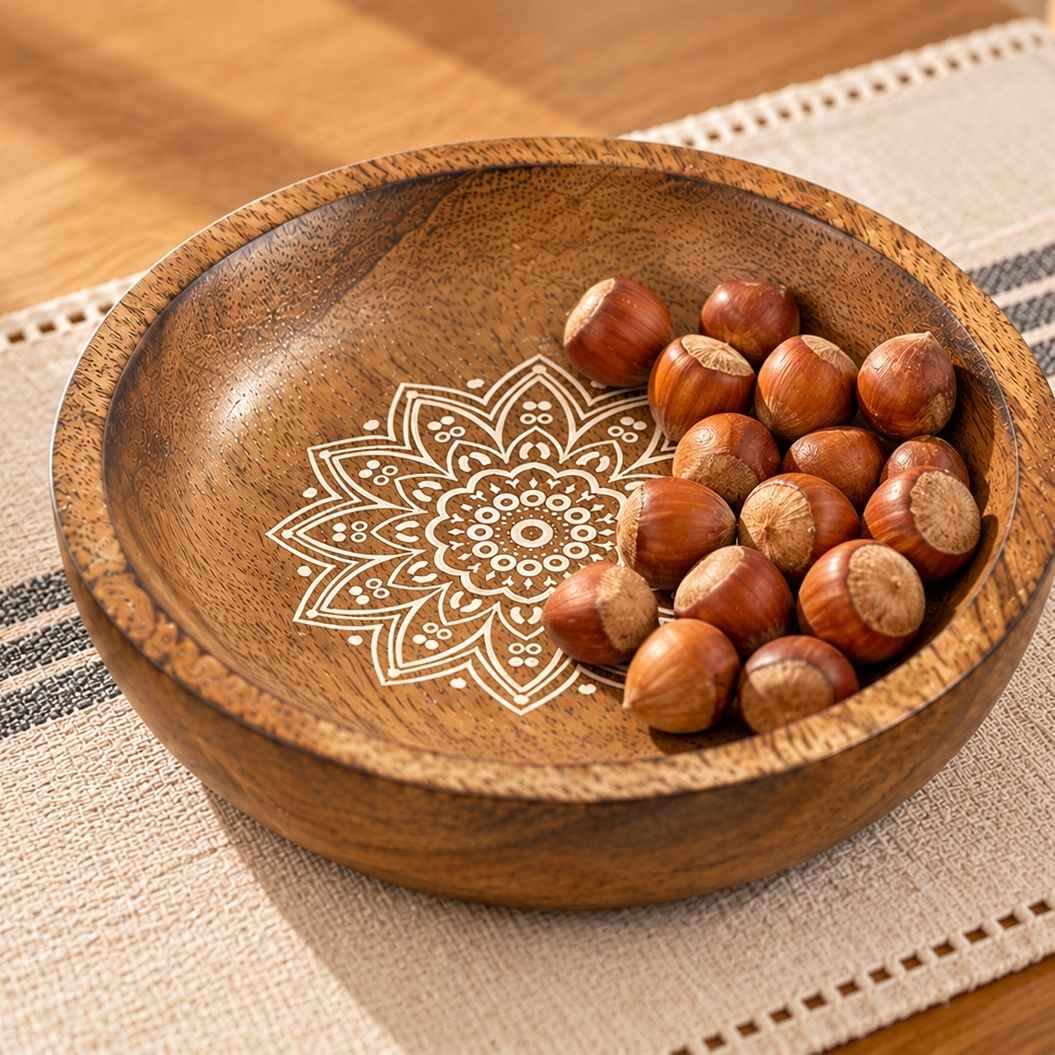 Handcrafted Mango Wood Mandala Trinket Dish Home & Kitchen