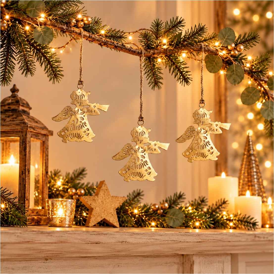 Iron Hanging Angel Shape Festive Decor