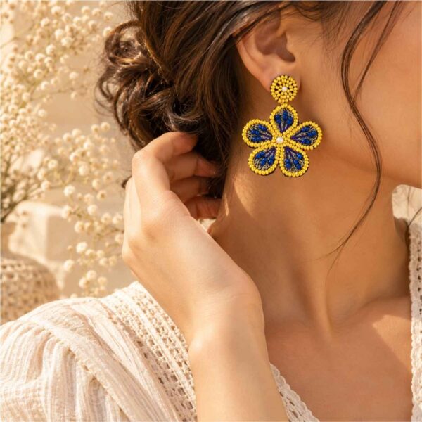 Two-Tier Beaded Floral Statement Earrings Personal Accessories