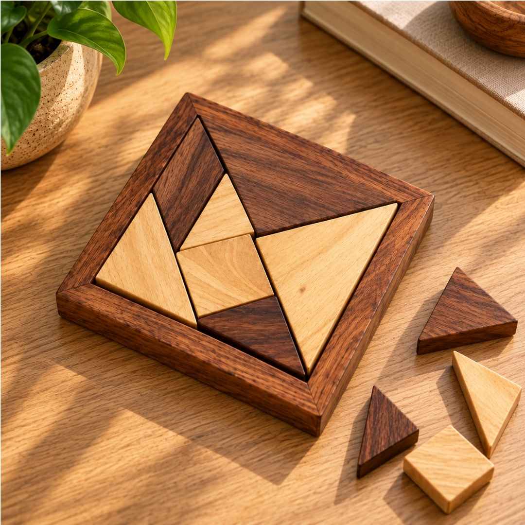 Warm Wooden Tangram Puzzle